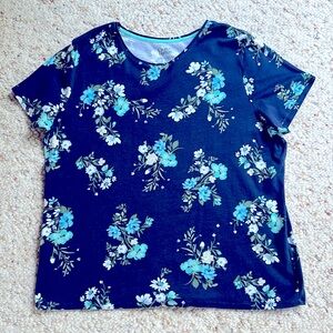 Croft & Barrow Size XL Multicolor Short Sleeve Floral Print Women’s Top